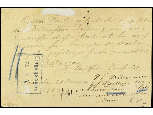 ✉ FILIPINAS. Ed. 1. 1883. MANILA a ALEMANIA. 50 mils. castañ