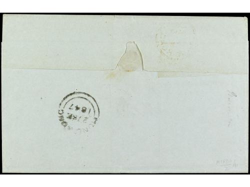 ✉ COLONIAS INGLESAS. 1847. HONG KONG a CÁDIZ encaminada vía 