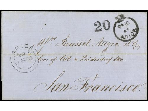 ✉ COLONIAS INGLESAS. 1855. ARICA (Perú) a SAN FRANCISCO (U.S