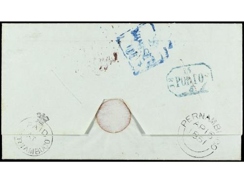 ✉ COLONIAS INGLESAS. 1851. PERNAMBUCO (Brasil) a PORTO (Port