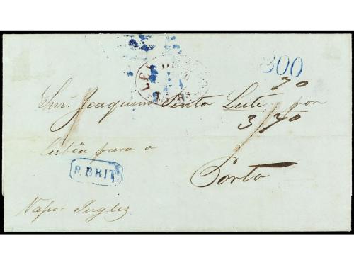 ✉ COLONIAS INGLESAS. 1851. PERNAMBUCO (Brasil) a PORTO (Port