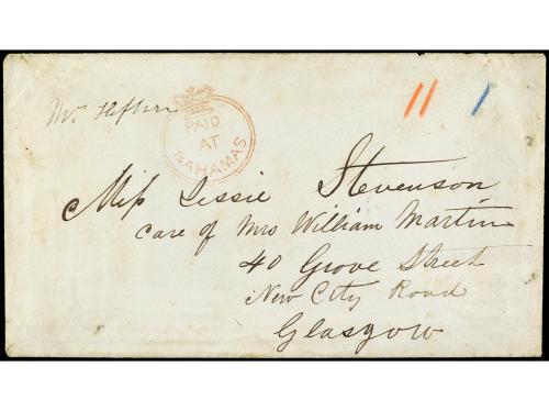 ✉ COLONIAS INGLESAS. 1865. BAHAMAS a GLASGOW (Escocia). Sobr