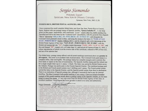 ✉ COLONIAS INGLESAS. 1856. SAN JUAN DE PUERTO RICO a CÁCERES