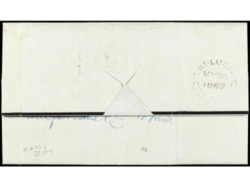✉ COLONIAS INGLESAS. 1862. ST. LUCIA a LONDRES. Carta comple