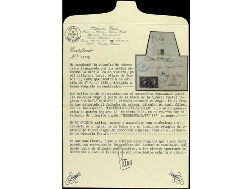 ✉ COLONIAS INGLESAS. 1857. MONDOÑEDO (España) a MONTEVIDEO (