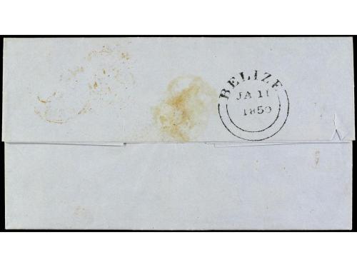 ✉ COLONIAS INGLESAS. 1850. BELIZE a HABANA. Carta completa m
