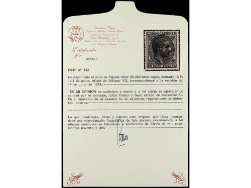 * ESPAÑA. Ed. 193. 20 cts. negro. Color intenso y bien centr