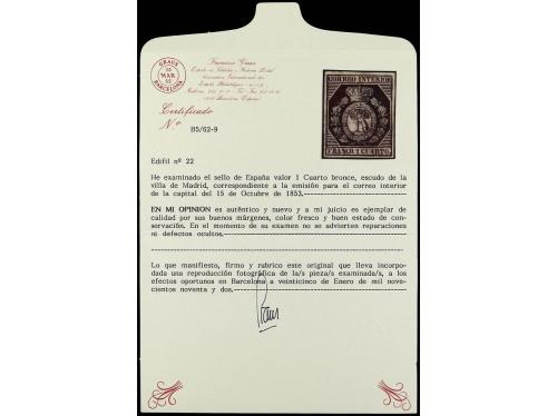 * ESPAÑA. Ed. 22. 1 cuarto bronce dorado. MAGNÍFICO EJEMPLAR