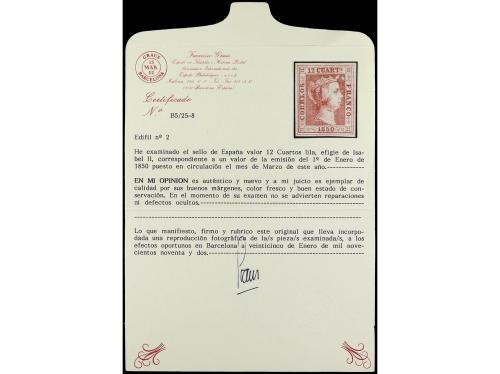 (*) ESPAÑA. Ed. 2. 12 cuartos lila. PIEZA DE LUJO. Cert. GRA