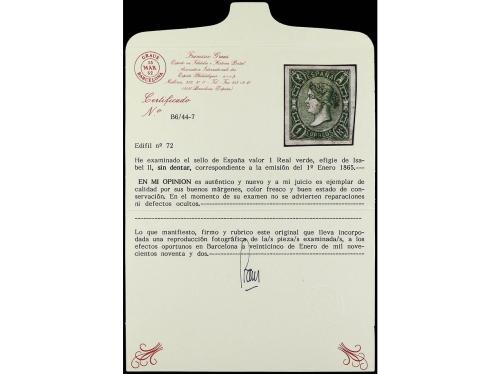 * ESPAÑA. Ed. 72. 1 real verde. Color excepcional. PIEZA DE 