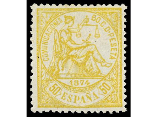 * ESPAÑA. Ed. 149. 50 cts. amarillo. Muy bonito ejemplar. Ce