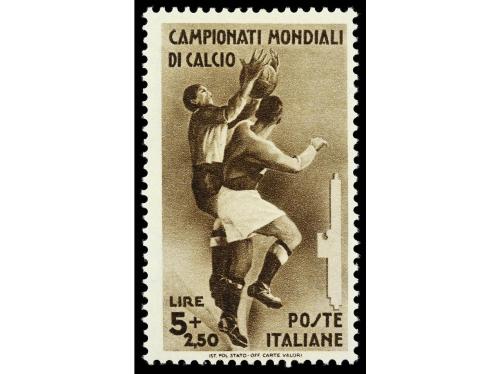 ** ITALIA. Yv. 339/43 + Av. 64/67. 1934. FÚTBOL. Serie compl
