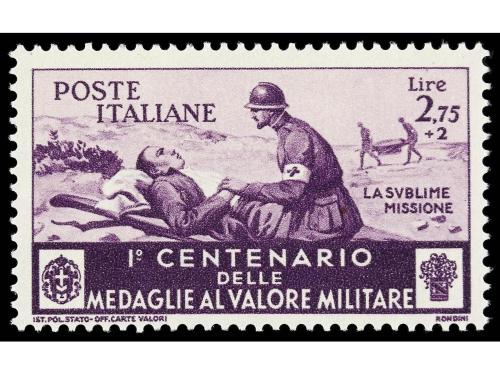 ** ITALIA. Yv. 346/56 + Av. 69/77. 1934. MEDALLA MILITAR. Se