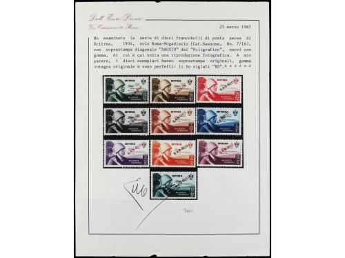 ** ERITREA. Yv. 7/16. 1934. VUELO ROMA-MOGADISCIO. Serie com