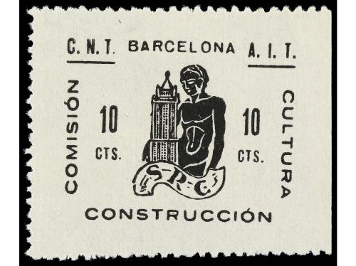 ESPAÑA GUERRA CIVIL. BARCELONA. 10 c. CNT/AIT, CULTURA y AJU