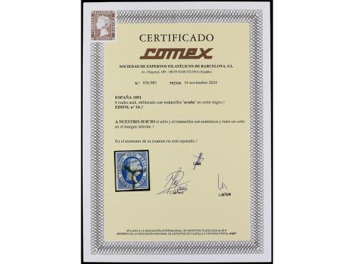 ° ESPAÑA. Ed. 10. 6 reales azul. Buenos márgenes y fino mata