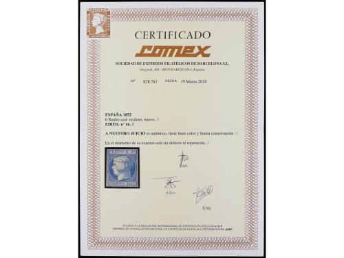 (*) ESPAÑA. Ed. 16. 6 reales azul verdoso. PIEZA DE LUJO. Ce