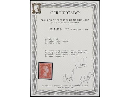 * ESPAÑA. Ed. 3. 5 reales rojo. MAGNÍFICO EJEMPLAR. Cert. CE
