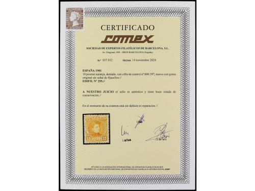 ** ESPAÑA. Ed. 255. 10 pts. naranja. LUJO. Muy raro en esta 