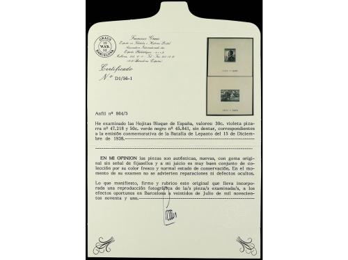 ** ESPAÑA. Ed. 864/65. HB SIN DENTAR. Cert. GRAUS. Cat. 1.50