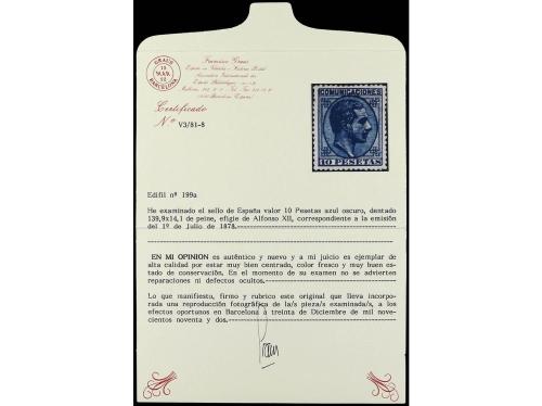 ** ESPAÑA. Ed. 199. 10 pts. azul. Color excepcional. PIEZA D
