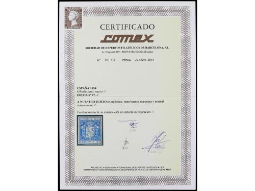 (*) ESPAÑA. Ed. 27. 6 reales azul. PIEZA DE LUJO. Cert. COME