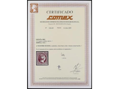 (*) ESPAÑA. Ed. 18. 12 cuartos violeta. Color excepcional. P