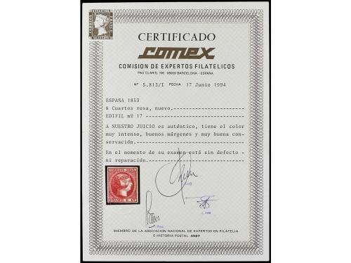 ** ESPAÑA. Ed. 17. 6 cuartos carmín. Color excepcional. PIEZ