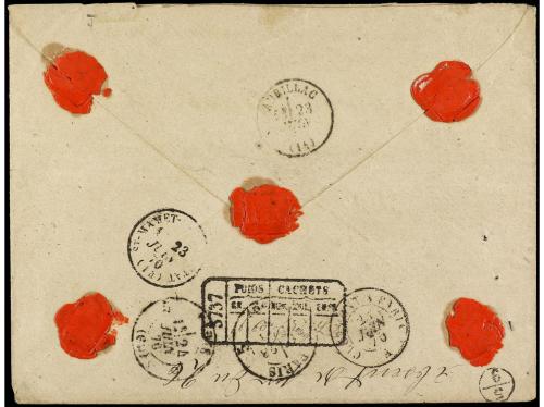 ✉ FRANCIA. Yv. 24 (2), 30 (2), 31. 1870. Sobre de Valores De