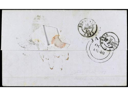 ✉ HAITI. 1842. GONAIVES a BORDEAUX. Marca ovalada en negativ