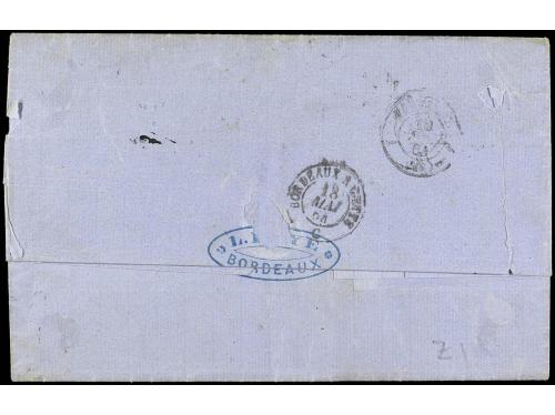 ✉ FRANCIA. Yv. 21, 22, 23, 24. 1864. BORDEAUX a SAIGNON (Ind