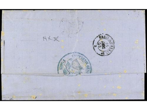 ✉ FRANCIA. Yv. 16 (3), 17 (3). 1858. PARIS a LIMA (Perú). 40