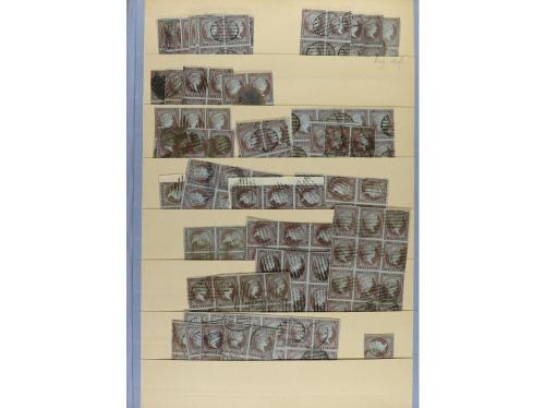 ESPAÑA. EMISIONES 1855-59. Entre Edifil 40 a 50. Stock monta