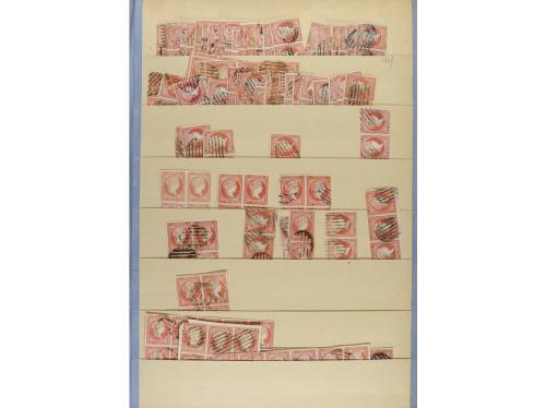 ESPAÑA. EMISIONES 1855-59. Entre Edifil 40 a 50. Stock monta