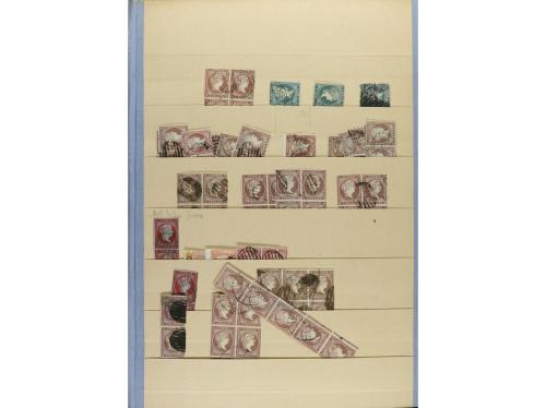 ESPAÑA. EMISIONES 1855-59. Entre Edifil 40 a 50. Stock monta