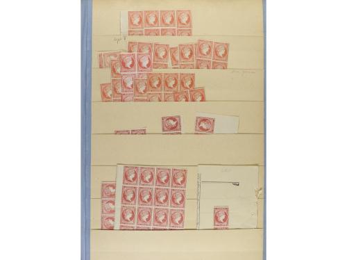 ESPAÑA. EMISIONES 1855-59. Entre Edifil 40 a 50. Stock monta