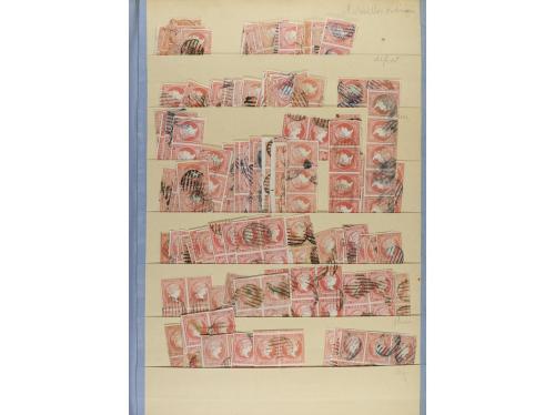 ESPAÑA. EMISIONES 1855-59. Entre Edifil 40 a 50. Stock monta