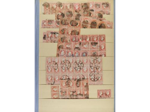 ESPAÑA. EMISIONES 1855-59. Entre Edifil 40 a 50. Stock monta