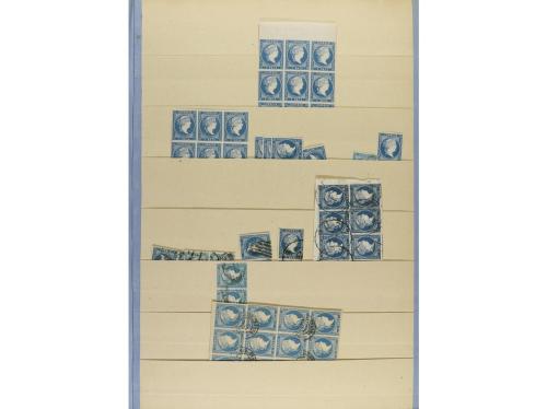 ESPAÑA. EMISIONES 1855-59. Entre Edifil 40 a 50. Stock monta