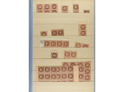 **/° ESPAÑA. Ed. 57/62. EMISIÓN 1862. Stock montado en hojas