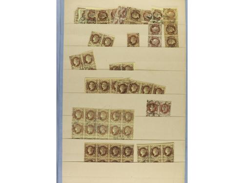 **/° ESPAÑA. Ed. 57/62. EMISIÓN 1862. Stock montado en hojas