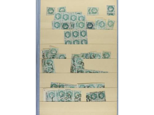 **/° ESPAÑA. Ed. 57/62. EMISIÓN 1862. Stock montado en hojas