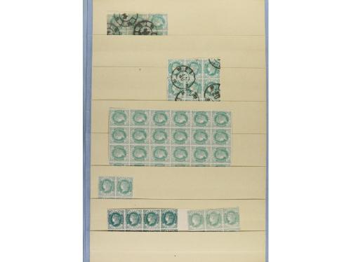 **/° ESPAÑA. Ed. 57/62. EMISIÓN 1862. Stock montado en hojas