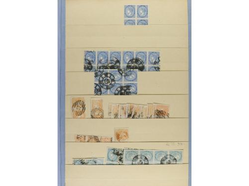 ESPAÑA. EMISIÓN 1867. Entre Ed. 87 a 92. Stock montado en ho