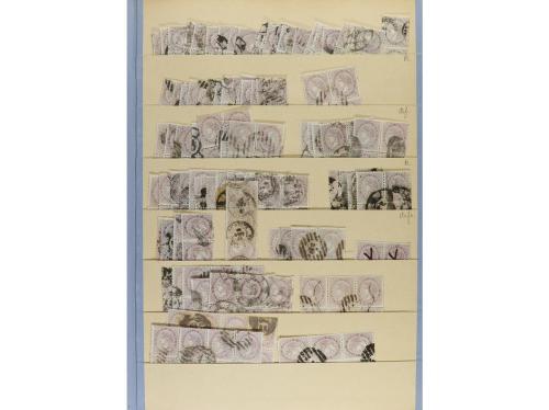 ESPAÑA. EMISIÓN 1867. Entre Ed. 87 a 92. Stock montado en ho