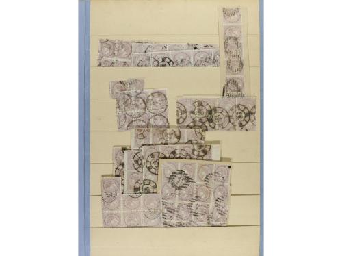 ESPAÑA. EMISIÓN 1867. Entre Ed. 87 a 92. Stock montado en ho