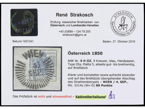 ° Δ AUSTRIA. 1850-59. SELECCIÓN de 14 sellos en usado con ma