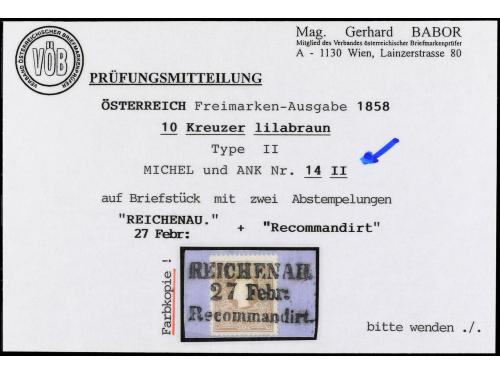 ° Δ AUSTRIA. 1850-59. SELECCIÓN de 14 sellos en usado con ma