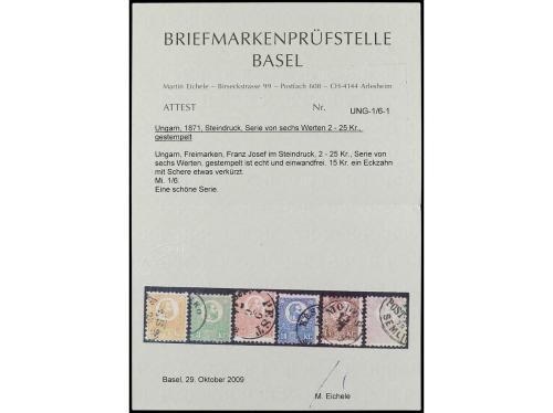 ° HUNGRIA. Yv. 1A/6. 1871. SERIE COMPLETA. Muy bonita. Cert.