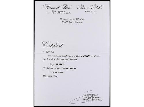 ° SERBIA. Yv. 8. 1866. 10 p. amarillo. Impresión de Viena. B